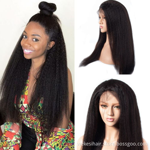 Wholesale waterproof lace front vendore 360 human kinky straight full lace wig raw temple super double drawn virgin hair vietnam